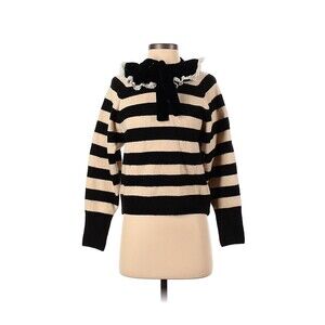 ZARA Tan Black Striped Combination Velvet Knit Sweater - S